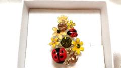スワロフスキー SWAROVSKI 使用 フラワー リング フリーサイズ