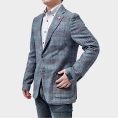 LARDINI コットン リネン サマージャケット 48 ブルー チェック 新品