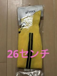 アシックス！サッカーソックス！ストッキング！靴下！26センチ！黄色！イエローのサムネイル