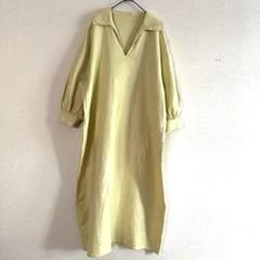 【タグ付き未使用】 SHIPS 半袖 ワンピース 麻 イエロー M シップス 美品）SHIPSシップス ワンピース イエロー両脇ポケット リネン