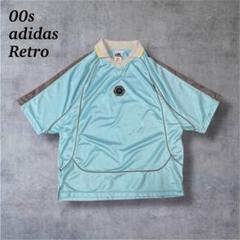 【i2541】00sアディダスadidasサッカーシャツ半袖襟付2001年製日韓のサムネイル