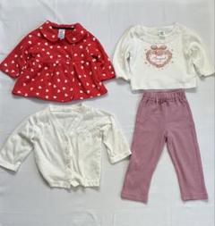 ベビー服 女の子用 4点セット（カーディガン・トップス・パンツなど）
