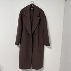 ZARA グレー ボア ダブルブレスト ロングコート 美品 ZARA ザラ ダブルブレスト フェイクボアコート ロングコート グレー