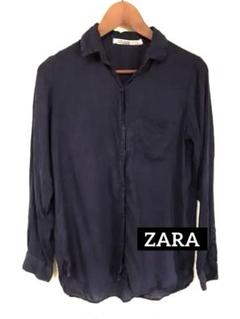 ZARA シャツ ネイビー エアリー
