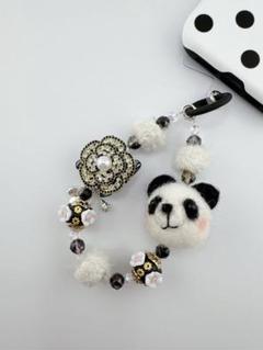 キラキラ　ハンドメイド　パンダ　キーホルダー　ストラップ