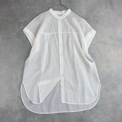 nano・universe ナノユニバース バンドカラー シアーブラウス シャツ