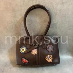 archive y2k brown 刺繍 ワッペン hand bag ブラウン
