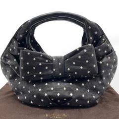 未使用級　Kate Spade　ハンドバッグ　トートバッグ　リボン　ストロー　黒