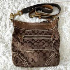 COACH コーチ シグネチャー ショルダーバッグ レザー キャンバス 20