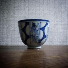 美品　古伊万里　色絵素地　窓枠　花頭窓　時代物　染付　蕎麦猪口　蛇目高台 美品 古伊万里 色絵素地 窓枠 花頭窓 時代物 染付 蕎麦猪口 蛇目