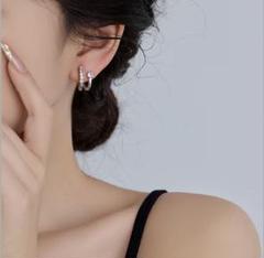 N184ラインジルコン　キラキラ　イヤリング　結婚式　韓国　通勤　上品　おしゃれのサムネイル