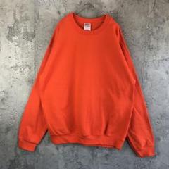 Y5270古着　トレーナー　スウェット　オレンジ　無地　90s Y2K