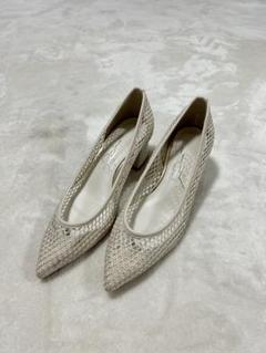 美品☆ルタロン フラットパンプス ゴールド シルバー　メッシュ 25cm 大きめ 美品☆ルタロン フラットパンプス ゴールド シルバーメッシュ