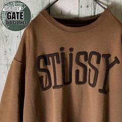 【※USA製】ステューシー stussy★ビッグロゴ スウェット XL ブラウン