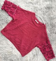 ✨良品✨ GRL 袖レース ニット 七分丈 カットソー サイズM レッド