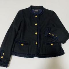LAUIR ジャケット ノーカラージャケット 金ボタンツイード