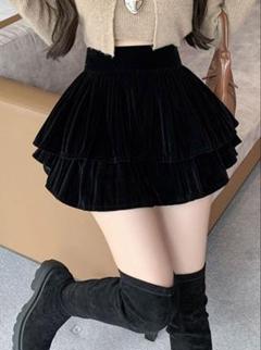 【新品未使用】GRL フリルベロアミニスカート[ks009]のサムネイル