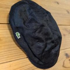 未使用　LACOSTE ラコステ ワンポイント　ウール　ベレー帽　帽子　黒57㎝ 未使用LACOSTE ラコステ ワンポイントウールベレー帽帽子黒57㎝
