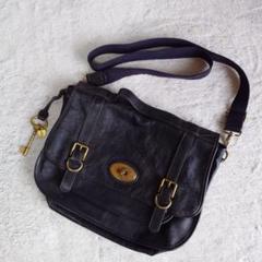 FOSSIL ヌメ革 レザー ショルダーバッグ 2way 黒 ブラック