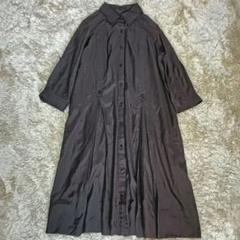 美品　23区　タックシャツワンピース　七分袖　44　大きいサイズ　体型カバー