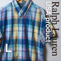 Ralph Lauren ラルフローレン半袖チェックシャツ Lサイズ US規格