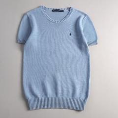 ラルフローレン 正規品 サマーニット 半袖 水色 ポニー刺繡 美品
