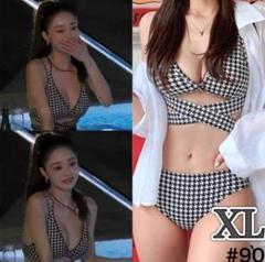 水着 XL ビキニ セパレート 夏 チェック 格子柄 プール レディース 千鳥柄