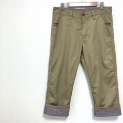 a152 チノパン（ウエスト74cm）ベージュ　クロップド丈　綿混　裾折り返し