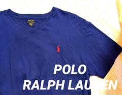 美品【POLO RALPHLAUREN】Ｖネック 半袖Tシャツ 紺 ネイビー M