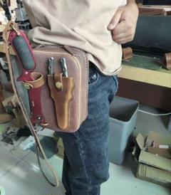 釣りバッカン ハンドメイド レザークラフト 一点物 手縫いのサムネイル
