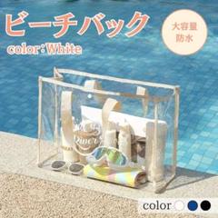 ベージュ クリアバッグ アウトドア 水泳 プール ビニール 大きめ プールバッグ