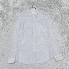 UNIQLOプレミアムリネンシャツトップス長袖無地［S］ライトグレー