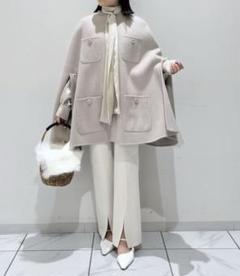 極美品　Whim Gazette リバーポンチョ　コート　黒　ボウタイ　ケープ カシミヤリバーポンチョコート | Whim Gazette(ウィム ガゼット