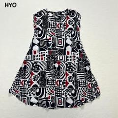 t1862 【HYO】　総柄　ひざ丈ワンピース　シャツワンピース　袖なし