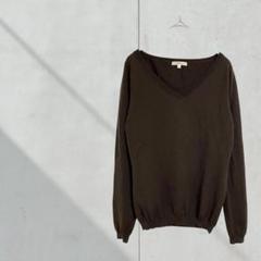 T369【ルイシャンタン】ニット　セーター　毛100 Vネック　長袖　Ｍ　茶色