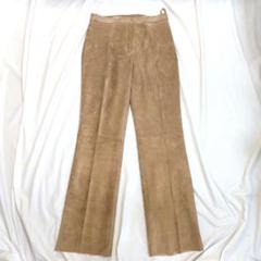 古着 レザー スウェードパンツ フレア ブーツカット vintage】希少80sスエード生地フレア・ブーツカットリアルレザー