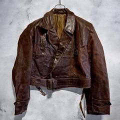 超特価激安 - 70s 推定 古着 ジャケット レザー AUET 80s 本革 茶色 前後 ジャケット・アウター