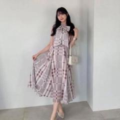 AnMILLEビッグリボンチェックワンピース＊完売人気アイテム evelyn - AnMILLE ビックチェックリボンワンピースの通販 by