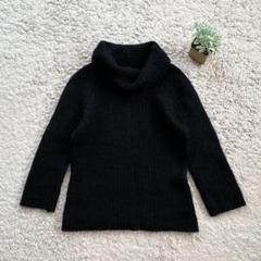 【ICB】モヘヤ ハイネックセーター トップス シンプル 7分袖 S ブラック