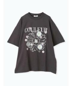 メニーフラワーTシャツ　グレー