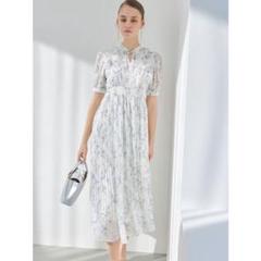 MERCURYDUO花柄ラッフルプリーツティアードワンピース ホワイト