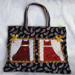 ハンドメイド　レッスンバッグ　トートバッグ　通園バッグ　ねこ