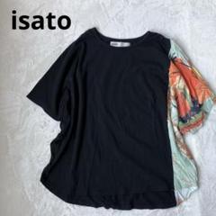 isato イサト　ドルマンスリーブ　切り替え　カットソー　ブラック　フリー