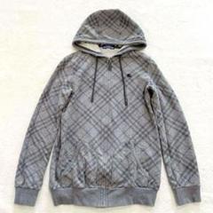 バーバリーブルーレーベル　ジップアップパーカー　シャドーチェック　ホースロゴ　M バーバリーブルーレーベル ジップアップパーカー シャドー