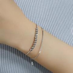 再入荷♡　シルバー　ダブル　チェーン　ブレスレット　レディース　高級感　上品