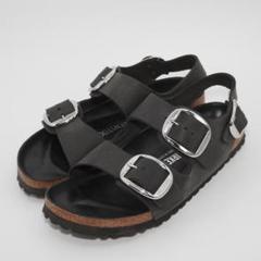 ビルケンシュトック　ミラノ　ビッグバックル　黒　金　24cm　サンダル　ゴールド Milano Big Buckle / ミラノ ビッグバックル スムースレザー