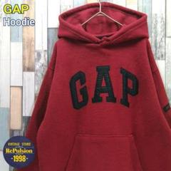 GAP　オールドギャップ　フリース　パーカー　刺繍ロゴ　デカロゴ　ゆるだぼ