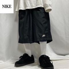 00s NIKE ナイロン バギーパンツ ショーツ メッシュ 切替 極太 刺繍