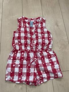 BabyGap 赤と白のチェック柄ロンパース 90/110cm