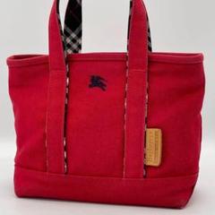【美品】BURBERRYBLUELABEL ミニトート ハンドバッグ レッド